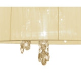 Tiffany Pendant Chandelier, French Gold with Cream Shade & Clear Crystal Elegance