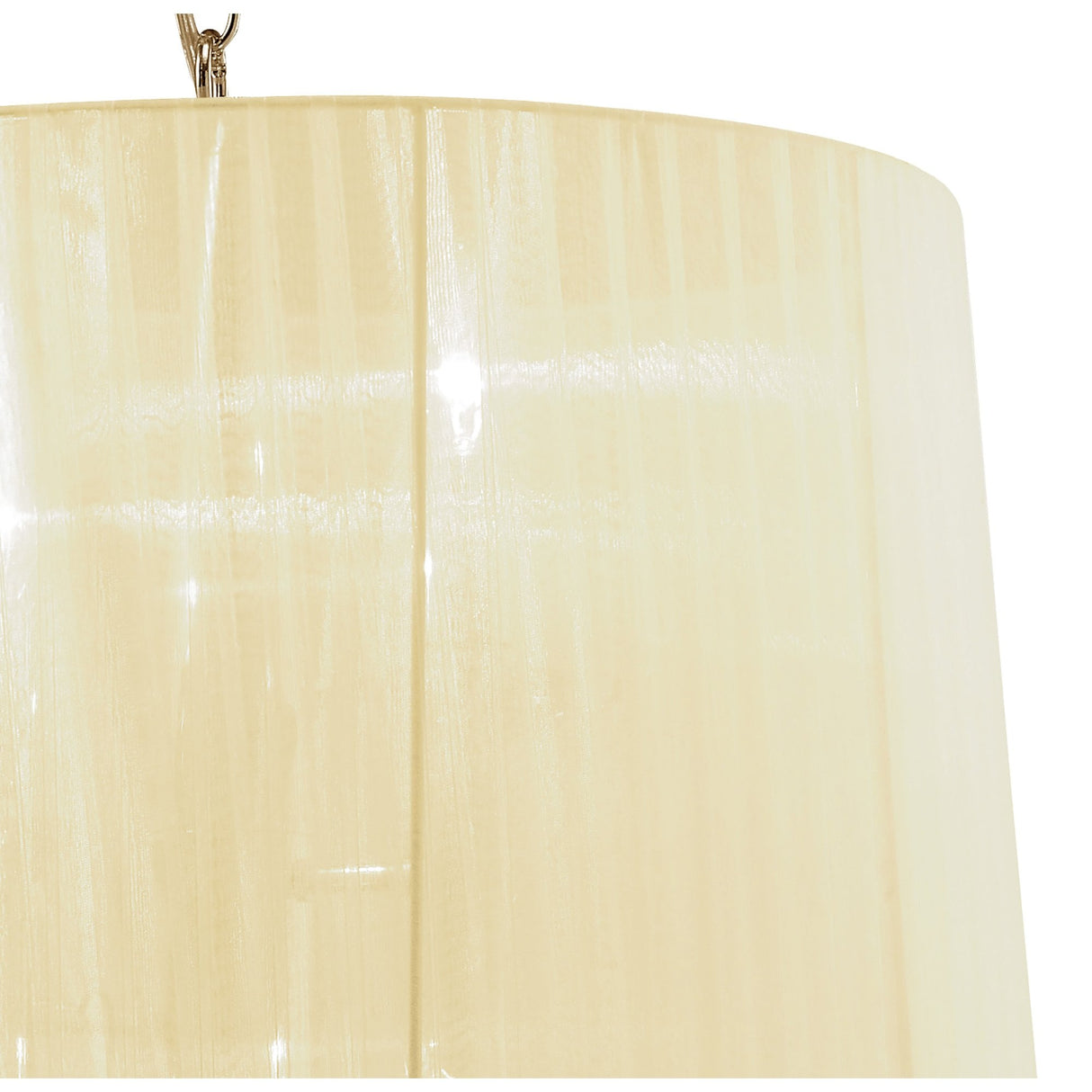 Tiffany Pendant Chandelier, French Gold with Cream Shade & Clear Crystal Elegance