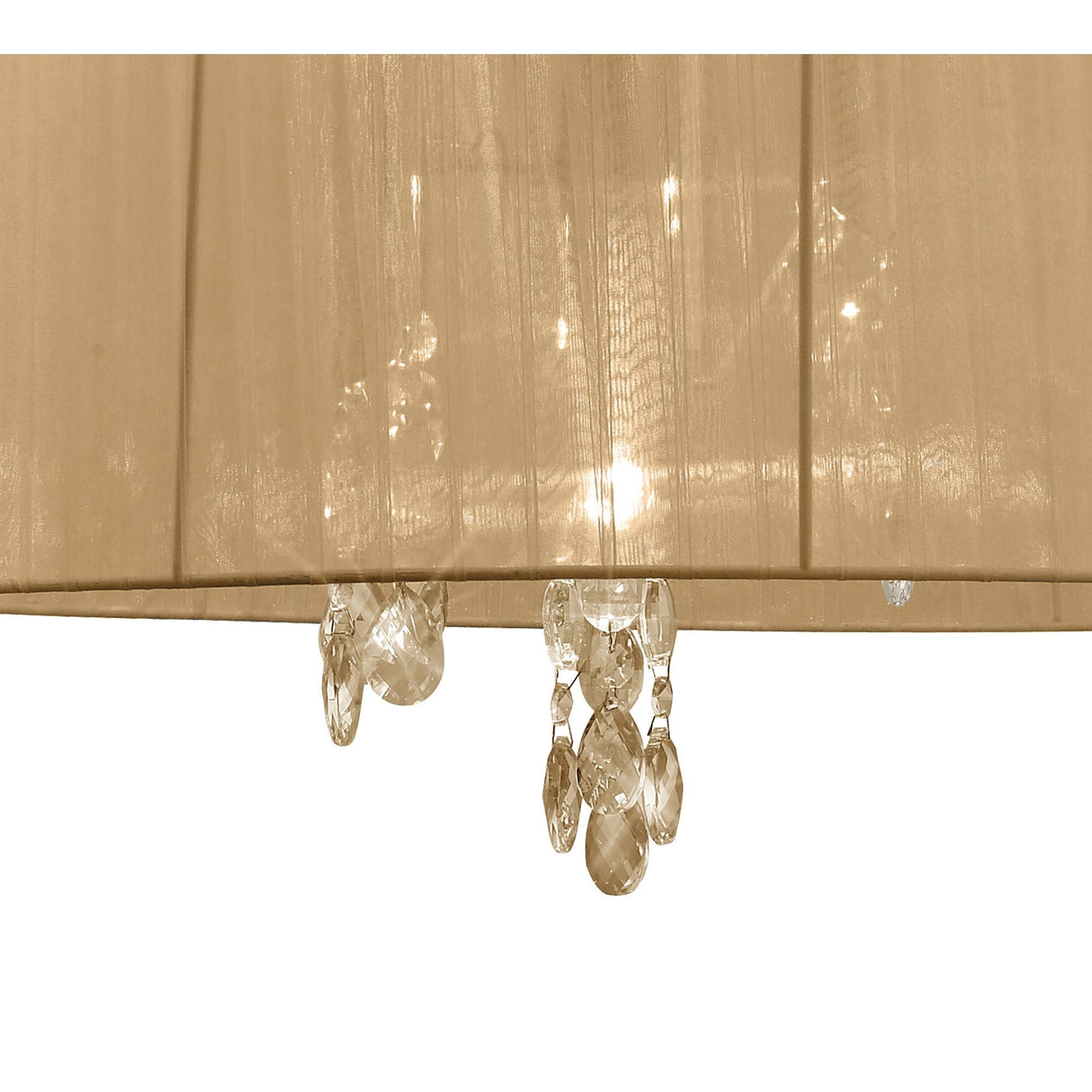 Tiffany Cascade Crystal Pendant Light in French Gold with Soft Bronze Shade