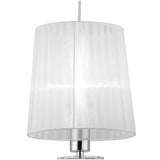 Elegant Polished Chrome Pendant with White Shade & Clear Crystal Design by Tiffany Collection