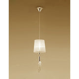 Tiffany French Gold Pendant with Cream Shade & Clear Crystal Elegance