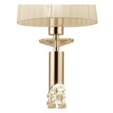 Tiffany French Gold Pendant with Cream Shade & Clear Crystal Elegance
