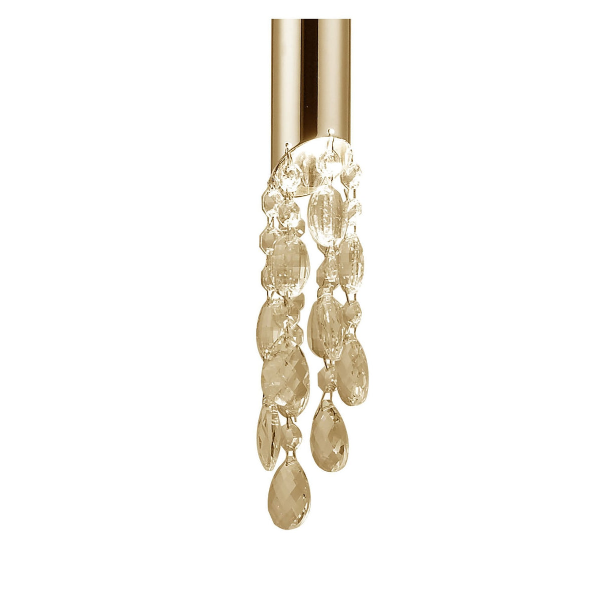 Tiffany French Gold Pendant with Cream Shade & Clear Crystal Elegance