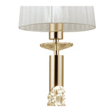 Tiffany 1+1 Light Pendant in French Gold with White Shade & Clear Crystal Accents