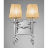 Elegant Tiffany Wall Lamp with Dual Light Sources, Clear Crystals, and Polished Chrome Finish