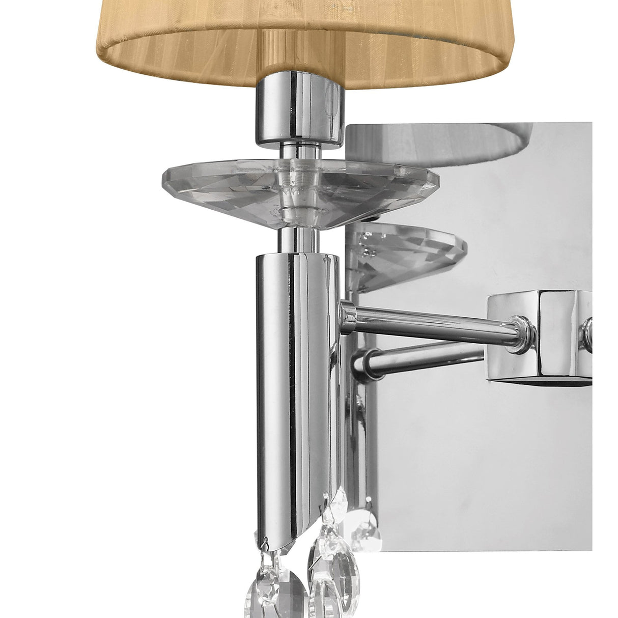 Elegant Tiffany Wall Lamp with Dual Light Sources, Clear Crystals, and Polished Chrome Finish