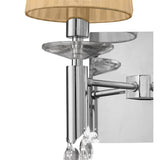 Elegant Tiffany Wall Lamp with Dual Light Sources, Clear Crystals, and Polished Chrome Finish