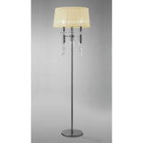 Elegant Tiffany Floor Lamp with Crystal Accents and Cream Shade in Polished Chrome