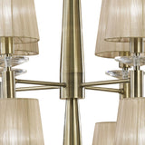 Tiffany Dual-Tier 24-Light Chandelier in Antique Brass with Soft Bronze Shades & Clear Crystal