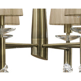 Tiffany Dual-Tier 24-Light Chandelier in Antique Brass with Soft Bronze Shades & Clear Crystal