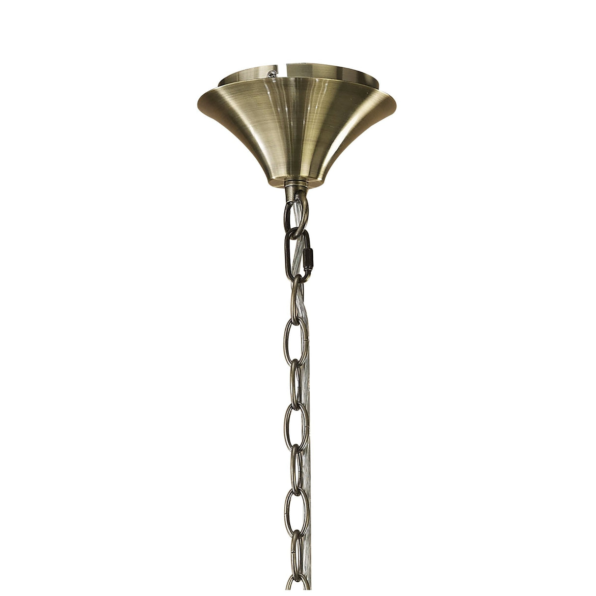 Elegant Tiffany 2-Tier Chandelier with Cream Shades & Crystal Accents in Antique Brass