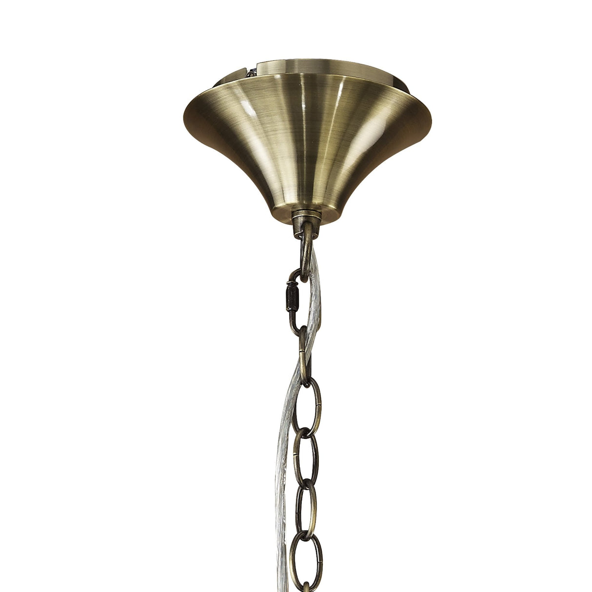 Luxurious Tiffany Pendant: Antique Brass with White Shades & Sparkling Crystal Elegance