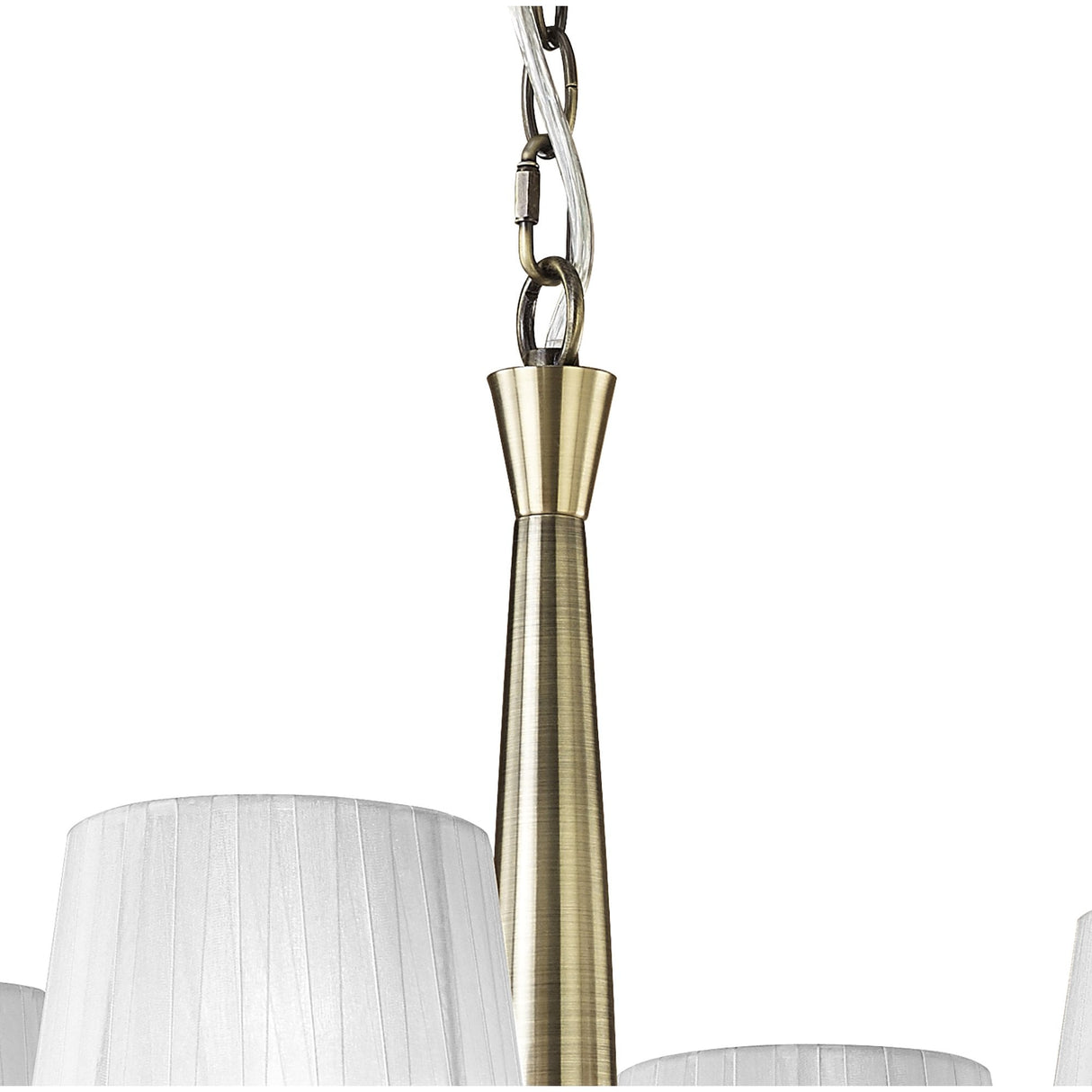 Luxurious Tiffany Pendant: Antique Brass with White Shades & Sparkling Crystal Elegance