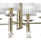 Luxurious Tiffany Pendant: Antique Brass with White Shades & Sparkling Crystal Elegance