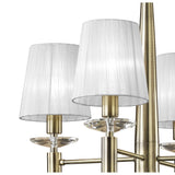 Luxurious Tiffany Pendant: Antique Brass with White Shades & Sparkling Crystal Elegance