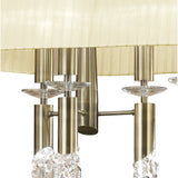 Luxurious Tiffany Pendant Chandelier: 6+6 Light, Antique Brass & Cream Shade with Clear Crystals