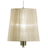 Tiffany Pendant 3+3 Light Chandelier in Antique Brass with Soft Bronze Shades and Clear Crystal Details