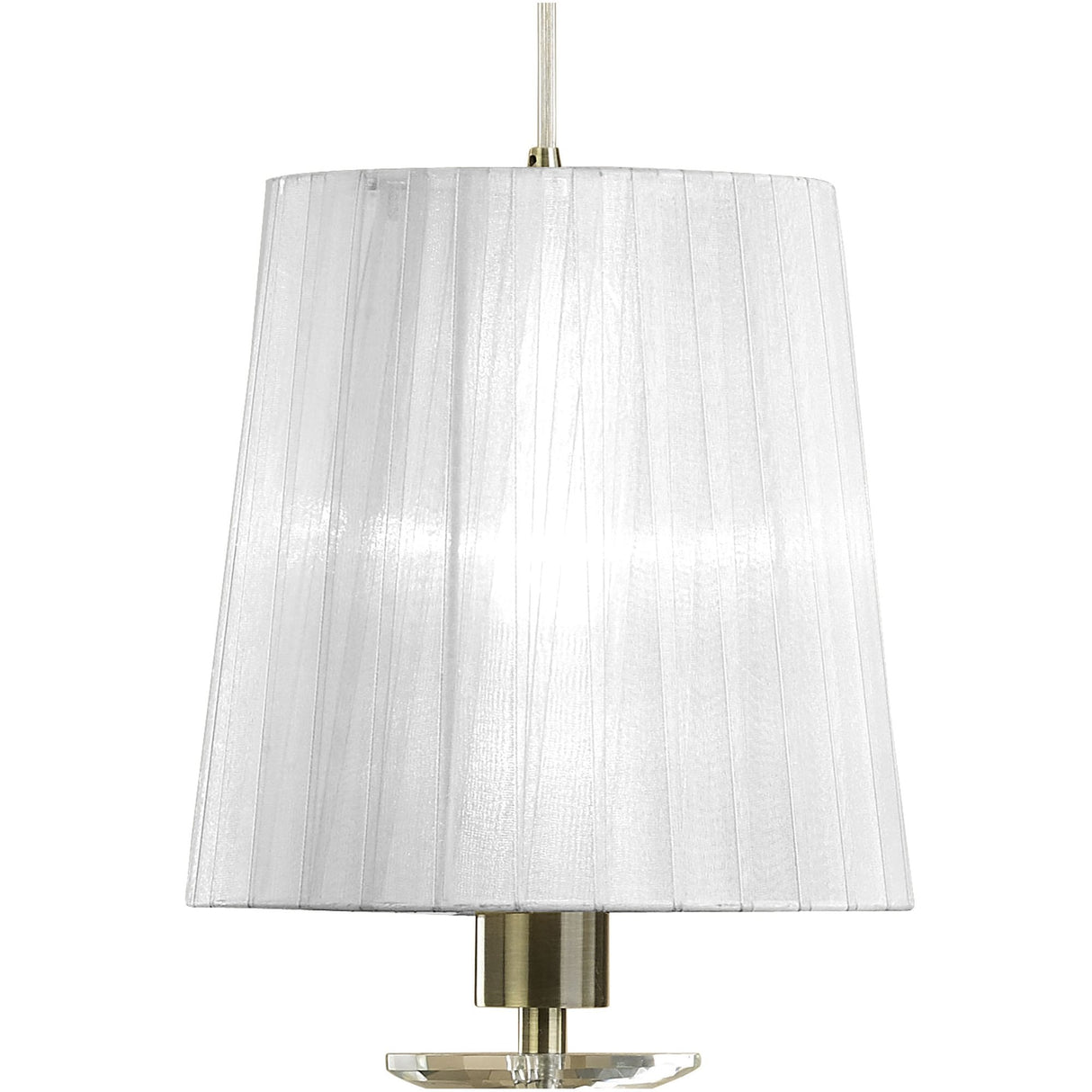 Tiffany Pendant Light: Antique Brass with White Shades and Clear Crystal Elegance