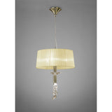 Tiffany Pendant Light: Antique Brass with Cream Shade & Clear Crystal Elegance