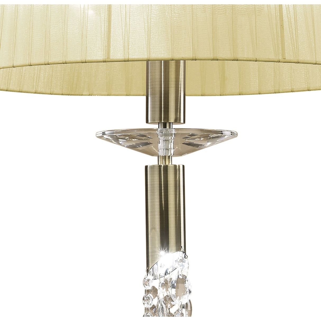 Tiffany Pendant Light: Antique Brass with Cream Shade & Clear Crystal Elegance