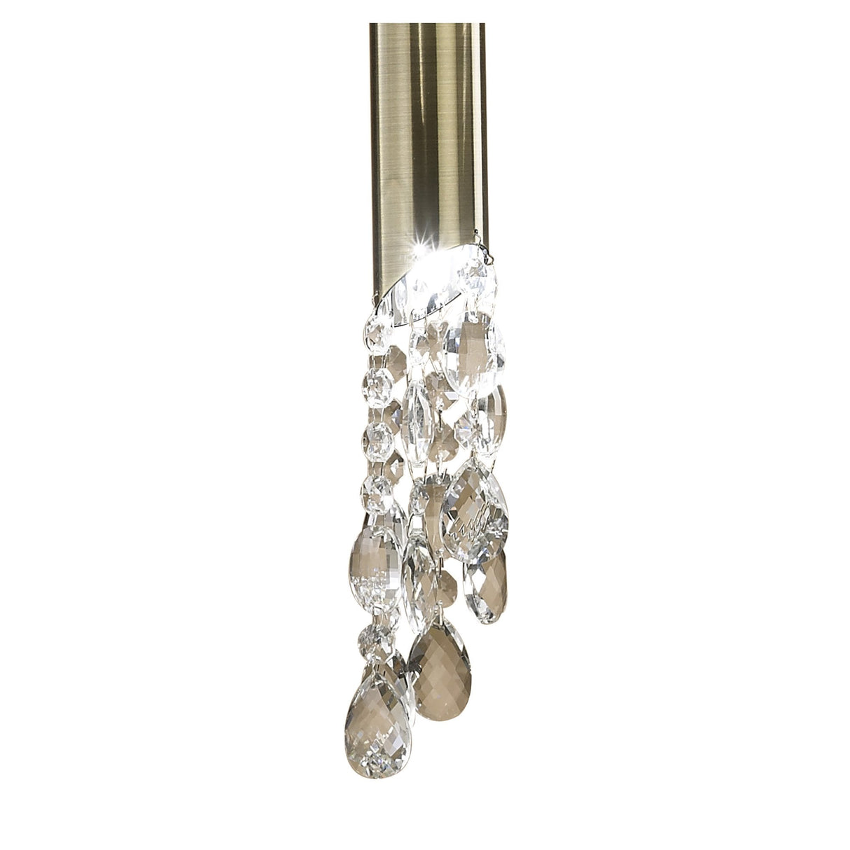 Tiffany Pendant Light: Antique Brass with Cream Shade & Clear Crystal Elegance