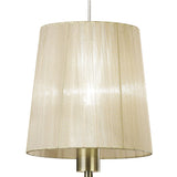 Tiffany Dual Light Pendant in Antique Brass with Soft Bronze Shade & Clear Crystal Accents