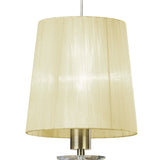 Tiffany Pendant 1+1 Light E27+G9, Antique Brass with Cream Shade & Clear Crystal Elegance
