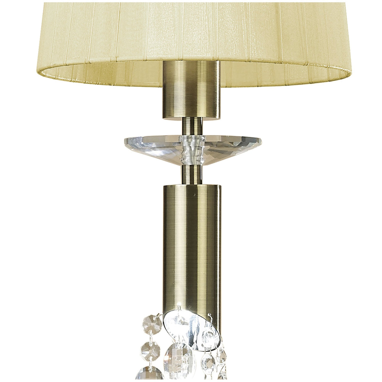 Tiffany Pendant 1+1 Light E27+G9, Antique Brass with Cream Shade & Clear Crystal Elegance