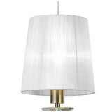 Antique Brass Tiffany Pendant Light with White Shade & Clear Crystal Design