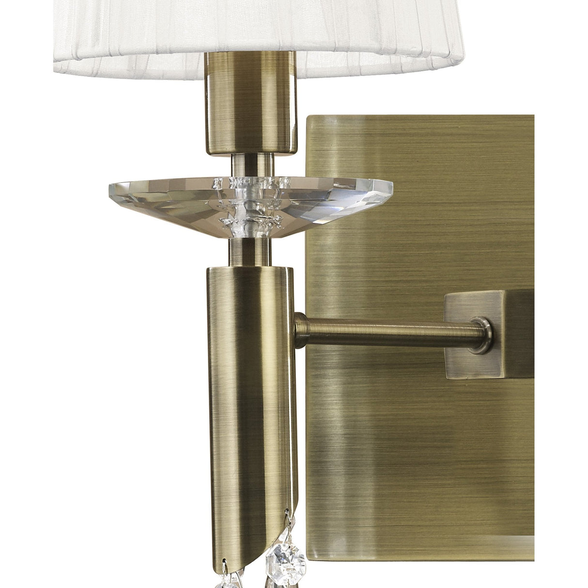 Elegant Antique Brass Tiffany Wall Lamp with Crystal Accents