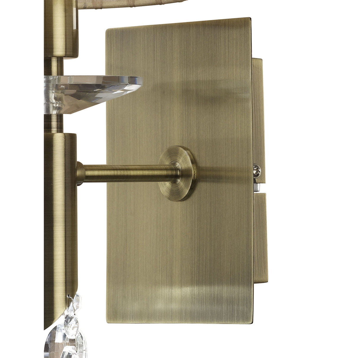 Elegance in Illumination: Tiffany Antique Brass Crystal Wall Lamp with Soft Bronze Shade
