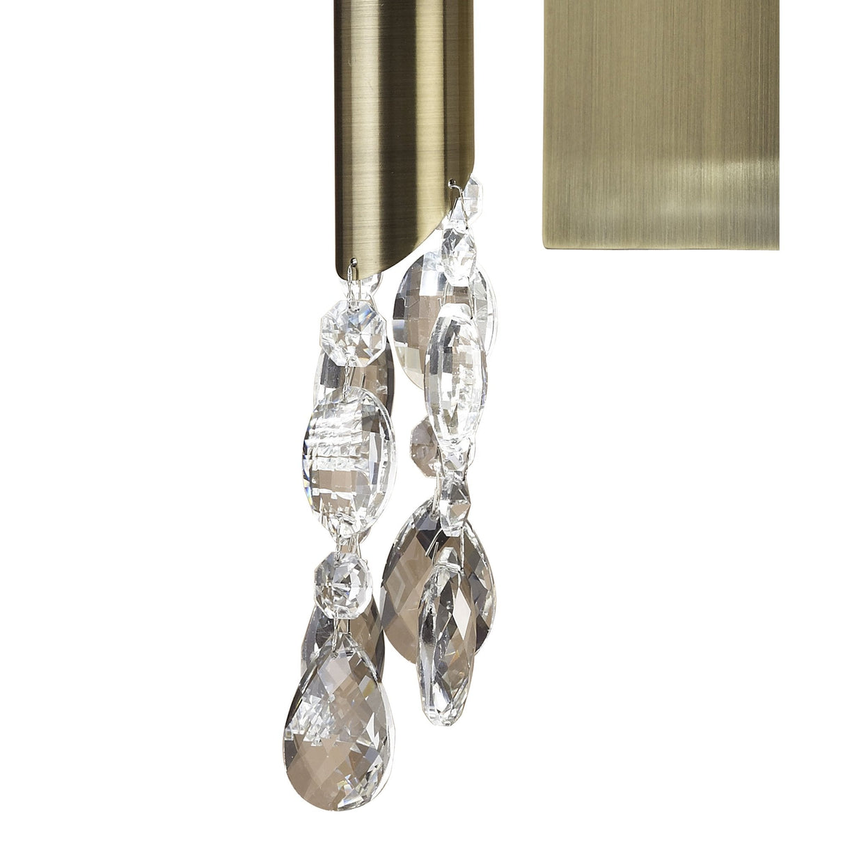 Elegance in Illumination: Tiffany Antique Brass Crystal Wall Lamp with Soft Bronze Shade