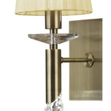 Tiffany Antique Brass Wall Sconce with Cream Shade & Clear Crystal Detailing