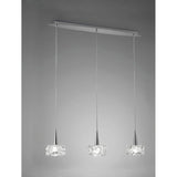 O2 Pendant Trio: Chic Polished Chrome and Clear Glass Light Fixture