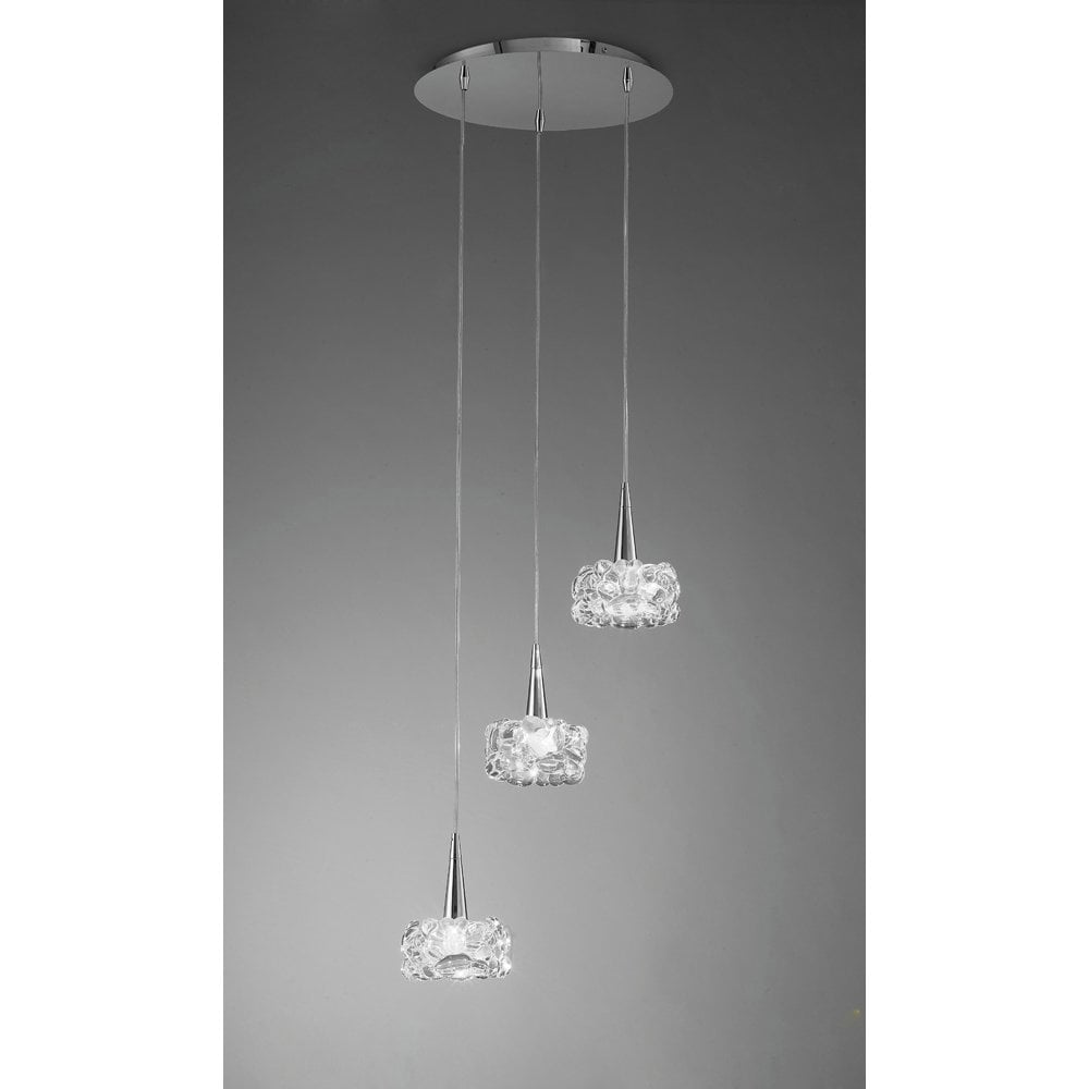 O2 Pendant Trio Light Fixture in Polished Chrome