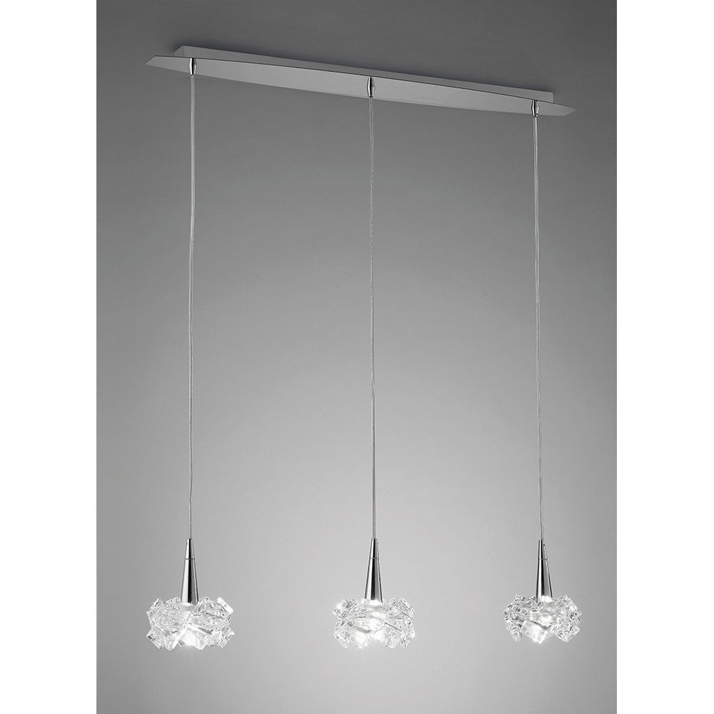 Santiago Sebillano's Artic Pendant Trio Light, Polished Chrome Elegance
