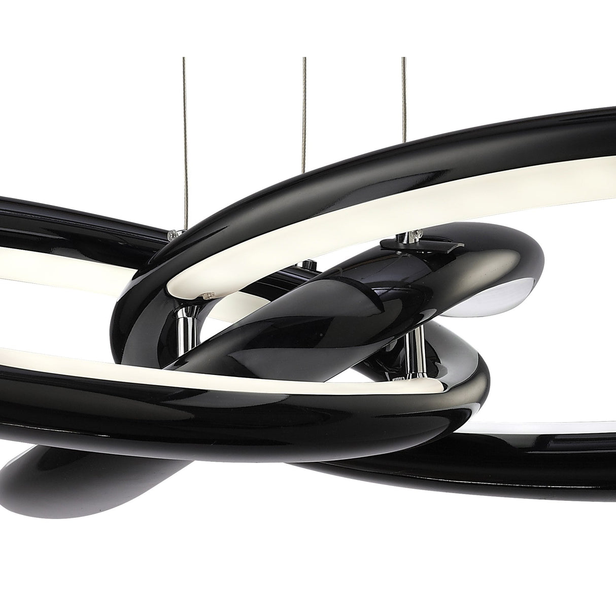 Knot Pendant 36W LED, 3000K Warm Light, Artistic Gloss Black with White Acrylic Accents and Chrome Finish, 3-Year Warranty