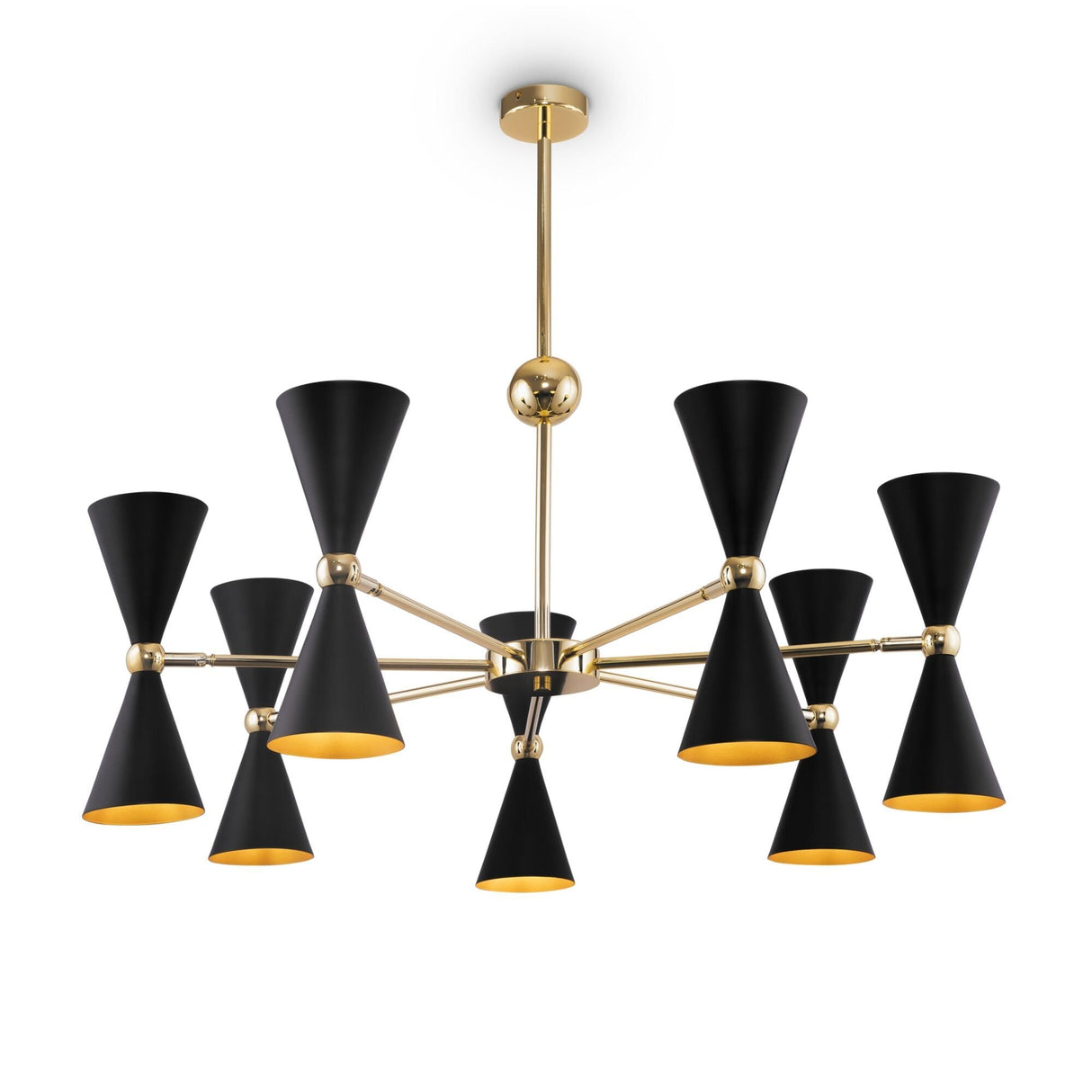 Contemporary Elegance Series: Black & Gold Pendant Chandelier