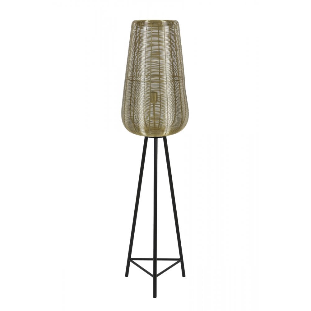 Elegant Gold and Black Round Floor Lamp 37x147cm