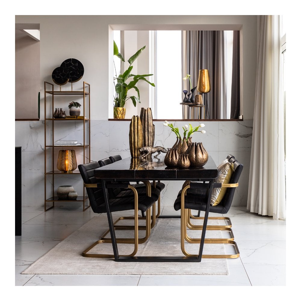 Elegant Gold and Black Round Floor Lamp 37x147cm