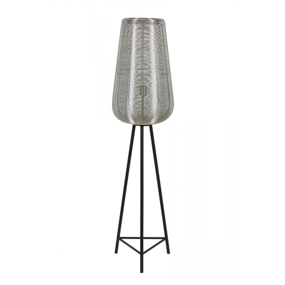 Elegant Nickel Round Floor Lamp - 37x147cm