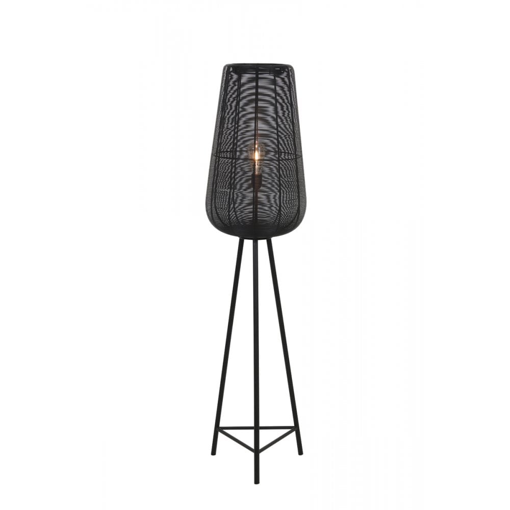 Sleek Black Metal Floor Lamp - 37x147cm