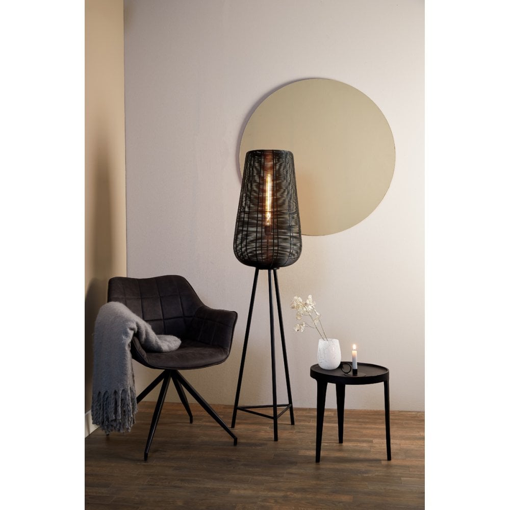 Sleek Black Metal Floor Lamp - 37x147cm