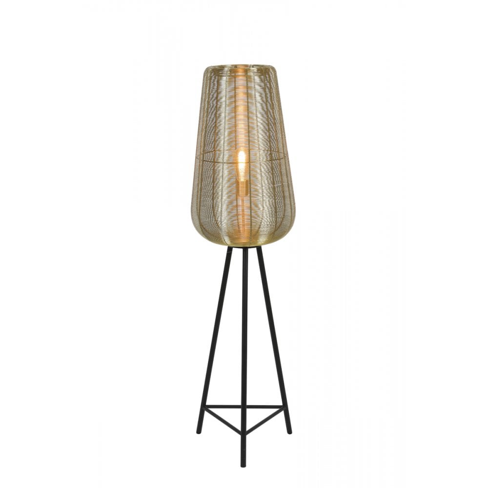 Elegant Gold and Matt Black Round Metal Floor Lamp 37x135cm