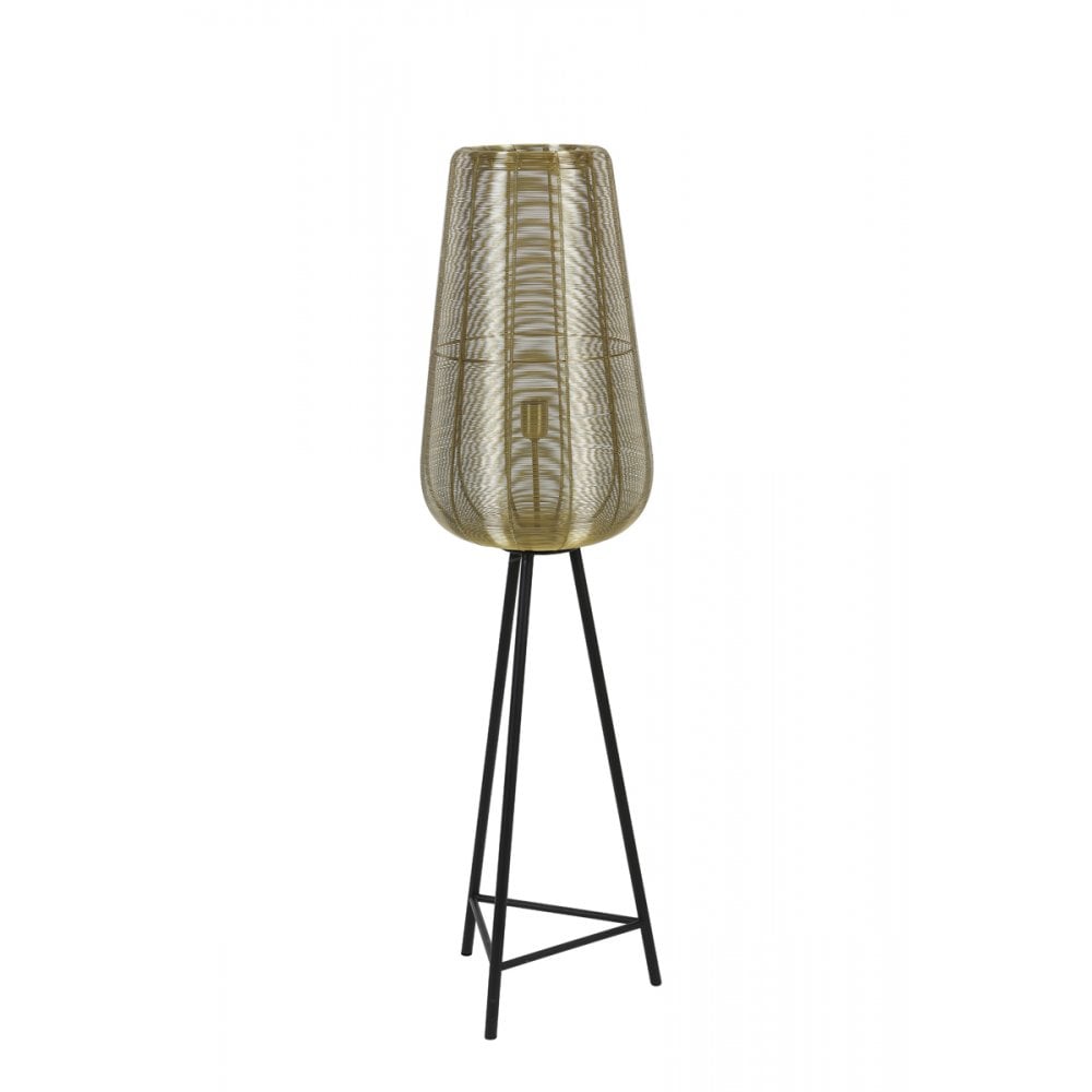 Elegant Gold and Matt Black Round Metal Floor Lamp 37x135cm