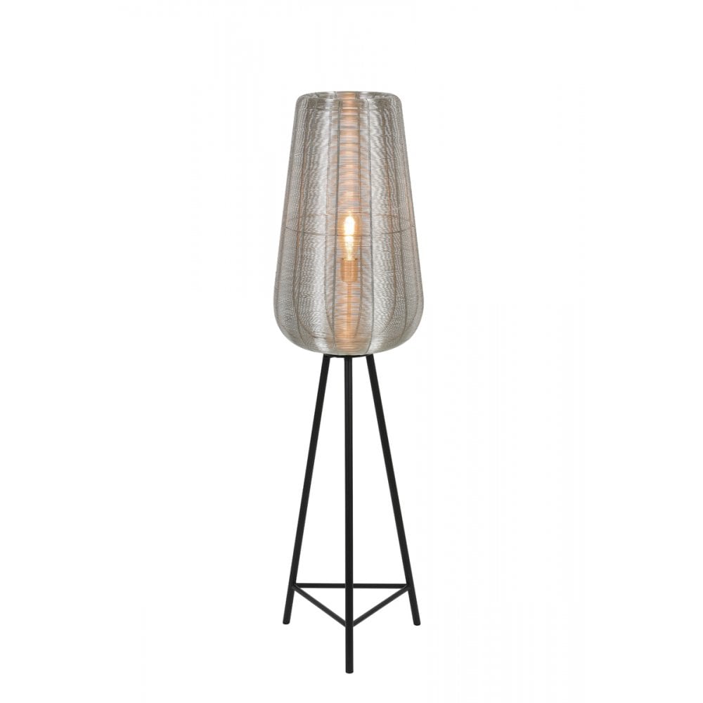 Elegant Nickel Round Floor Lamp - 37 x 135 cm