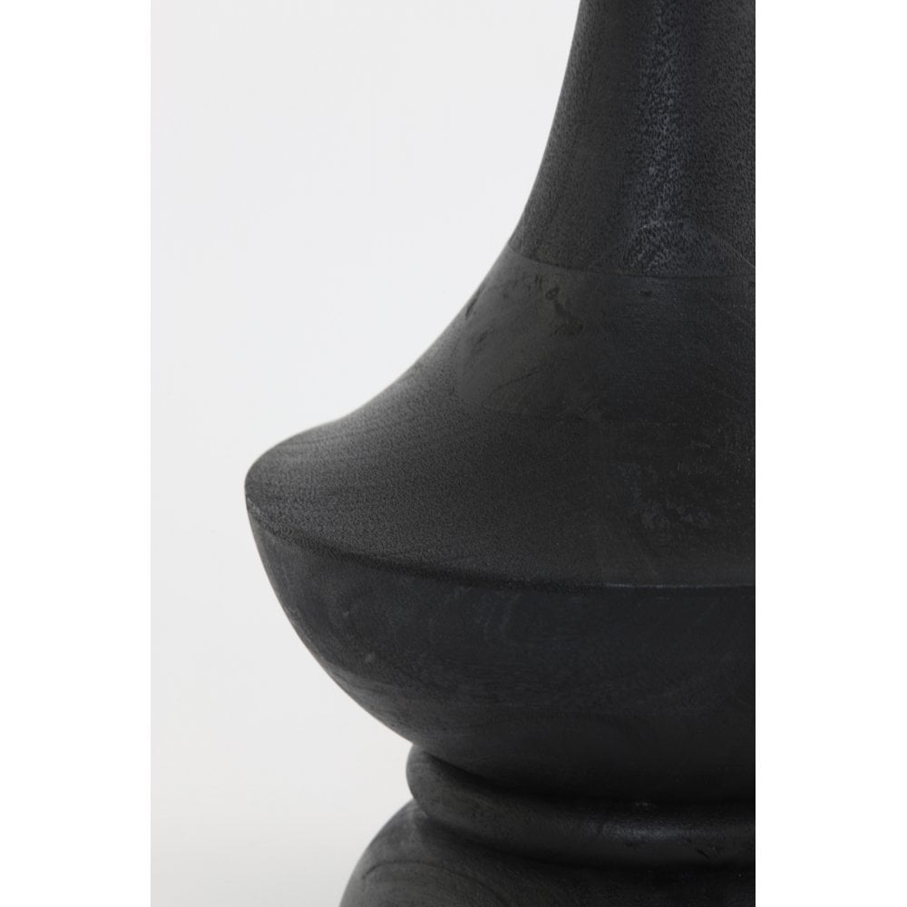 Elegant Black Wood Lamp Base - Round Design, 28x55cm