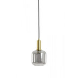Antique Bronze Pendant Lamp with Smoked Glass - 21x35.5cm