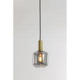 Antique Bronze Pendant Lamp with Smoked Glass - 21x35.5cm
