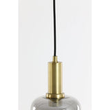 Antique Bronze Pendant Lamp with Smoked Glass - 21x35.5cm